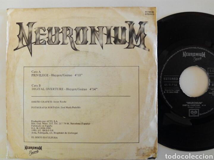 Discos de vinilo: Neuronium 1980 Privilege/ Digital Overture - Foto 2
