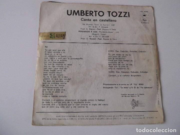Discos de vinilo: UMBERTO TOZZI - Tu - Foto 2