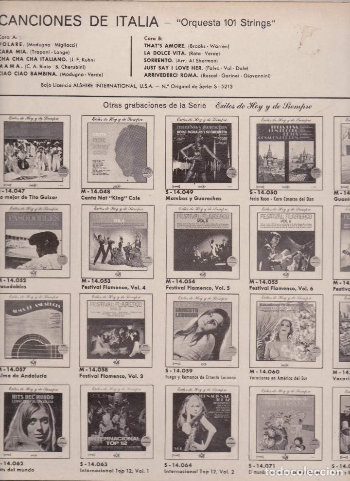 Discos de vinilo: CANCIONES DE ITALIA - ORQUESTA 101 STRINGS - Foto 3