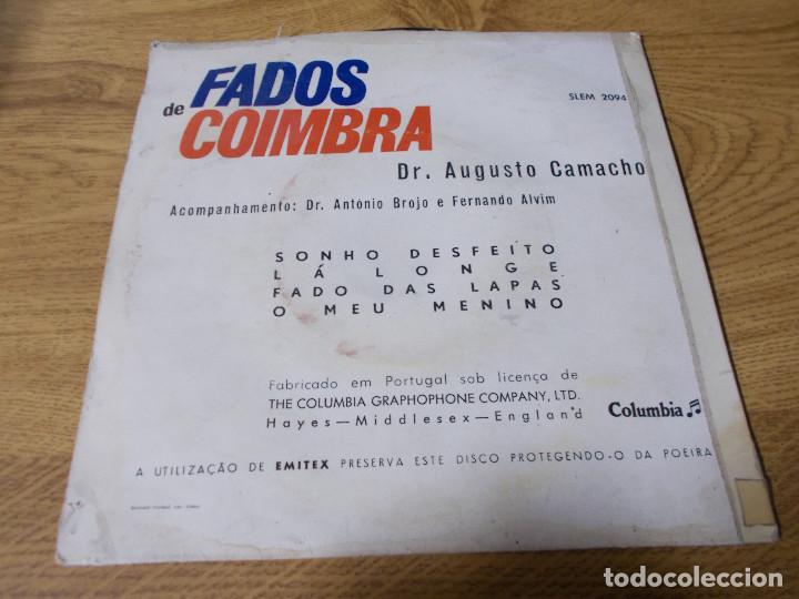 Discos de vinilo: FADOS DE COIMBRA. DR. AUGUSTO CAMACHO. - Foto 2