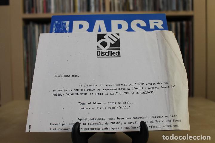 Disques de vinyle: BARS -SG- QUAN EL BLUES VA TENIR UN FILL SPAIN 80'S + HOJA PROMO RADIO