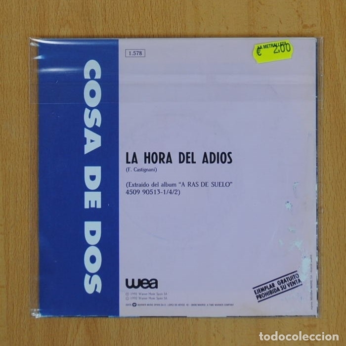 Discos de vinilo: COSA DE DOS - LA HORA DEL ADIOS - SINGLE - Foto 2
