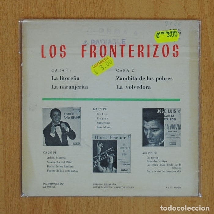 Discos de vinilo: LOS FRONTERIZOS - LA LITORE&Ntilde;A + 3 - EP - Foto 2