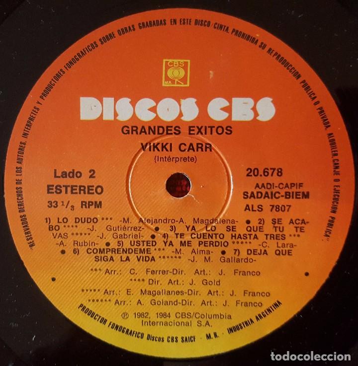 Discos de vinilo: VIKKI CARR Grandes Exitos LP VINILO EDITADO EN ARGENTINA 1985 - Foto 4