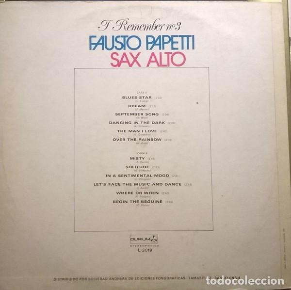 Discos de vinilo: Fausto Papetti, I Remember N&deg;3 , Durium-L-3019 - Foto 2