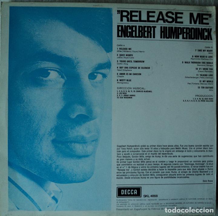 Discos de vinilo: Engelbert Humperdinck - Release me - Edici&oacute;n de 1969 de Espa&ntilde;a - Foto 2