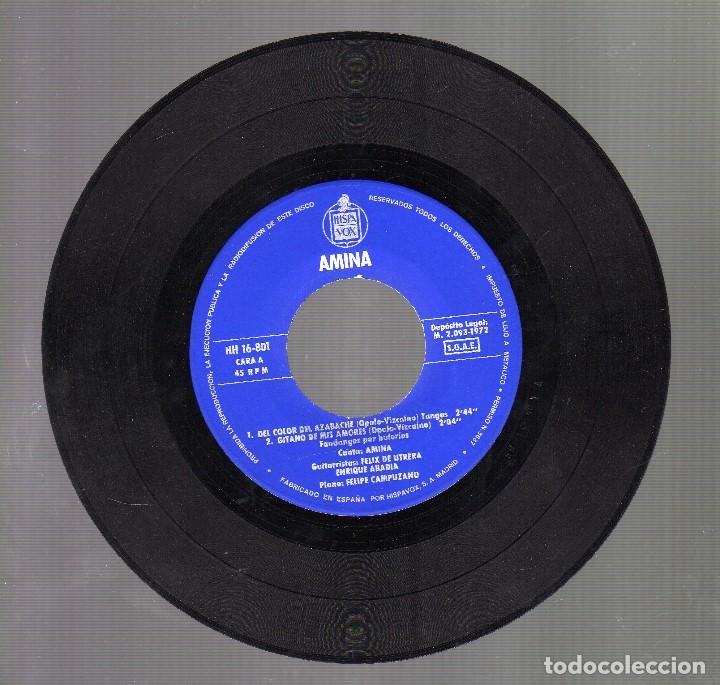 Discos de vinilo: E.P.: AMINA &middot; DEL COLOR DEL AZABACHE / GITANO DE MIS AMORES / GITANITOS, GITANITOS / MI NI&Ntilde;O - Foto 3