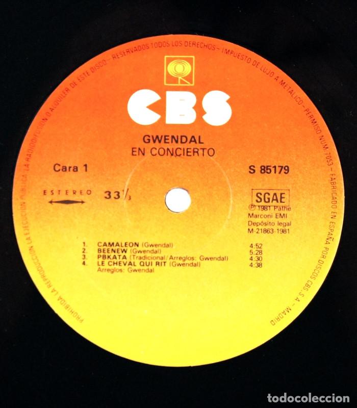 Discos de vinilo: Gwendal - En Concierto (LP, Vinilo, CBS 1981) - Foto 3