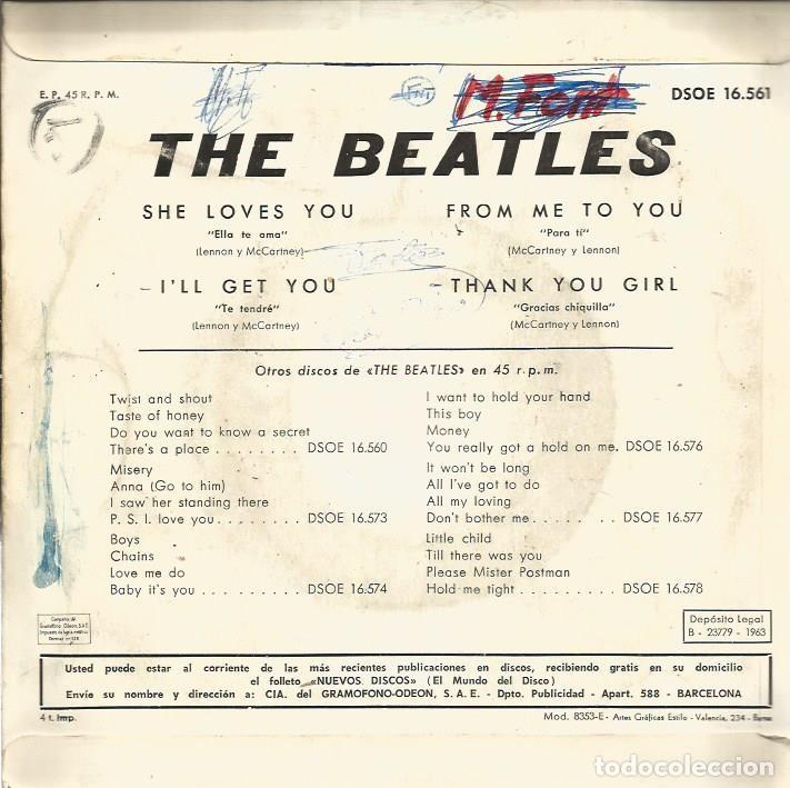 Discos de vinilo: EP THE BEATLES : SHE LOVES YOU - Foto 2