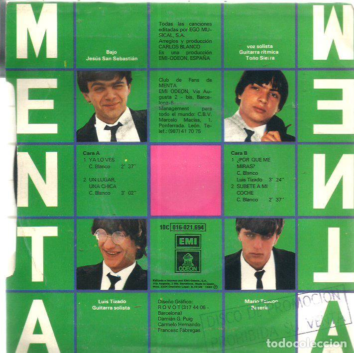 Discos de vinilo: EP MENTA : YA LO VES + 3 - Foto 2