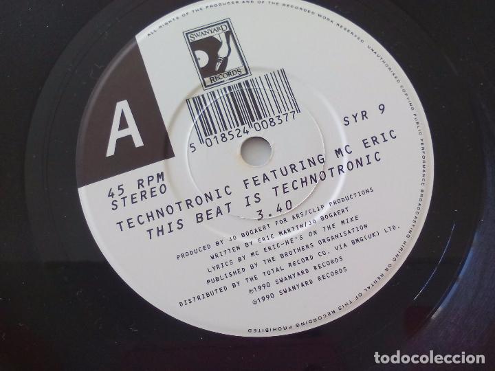 Discos de vinilo: Technotronic Featuring MC Eric This beat is. 1990 Swanyard records single Vinilo - Foto 1