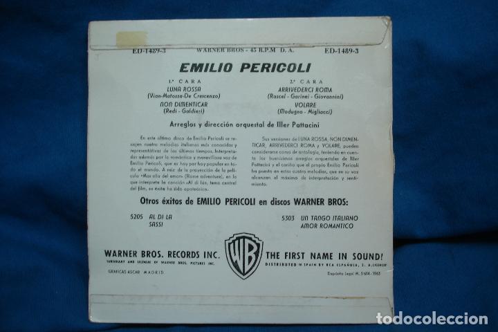 Discos de vinilo: EMILIO PERICOLI - LUNA ROSSA + 3 - 1963 - Foto 2