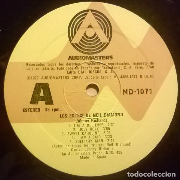 Discos de vinilo: Johnny Richards, Los Exitos de Neil Diamond, Nevada-ND-1071 - Foto 3