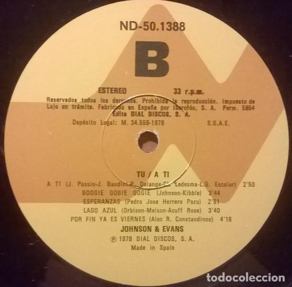 Discos de vinilo: Johnson & Evans, T&uacute; A Ti, Nevada-ND-50.1388 - Foto 3