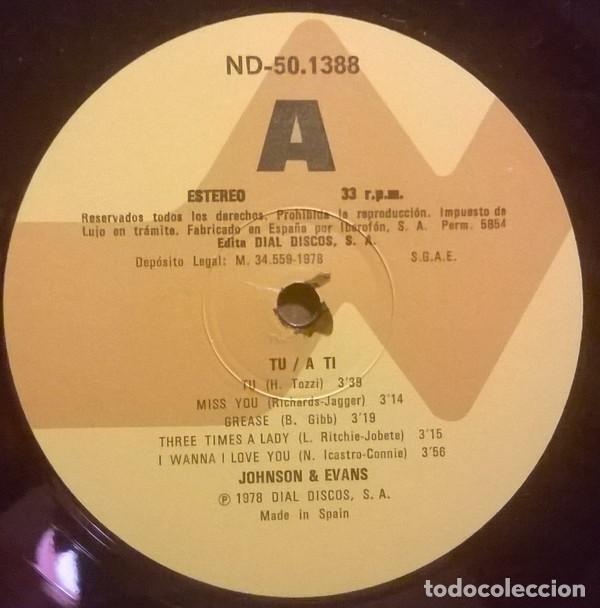 Discos de vinilo: Johnson & Evans, T&uacute; A Ti, Nevada-ND-50.1388 - Foto 4