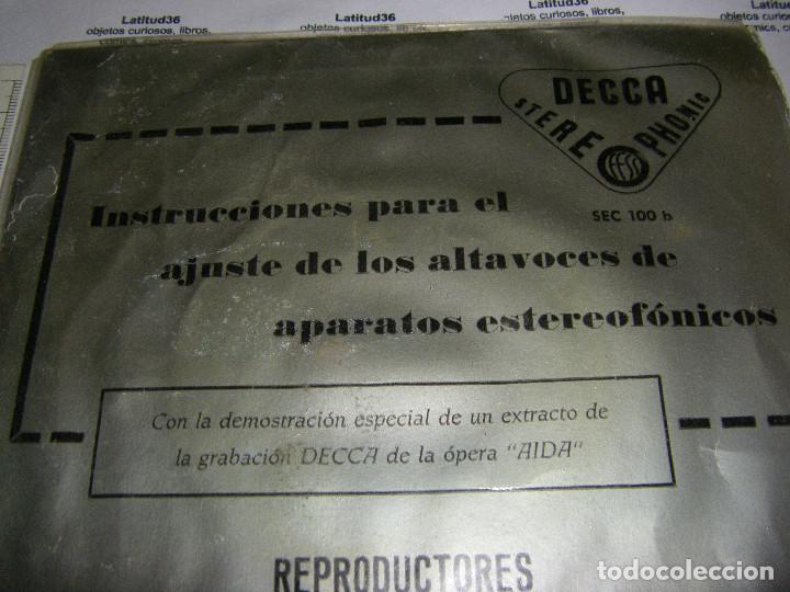 Discos de vinilo: Instrucciones para el ajuste de los altavoces... decca - Foto 3