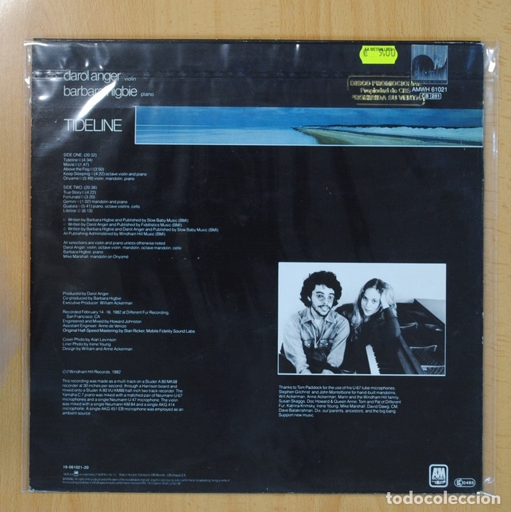 Discos de vinilo: DAROL ANGER / BARBARA HIGBIE - TIDELINE - LP - Foto 2