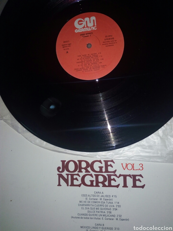 Discos de vinilo: JORGE NEGRETE VOL 3 - Foto 2