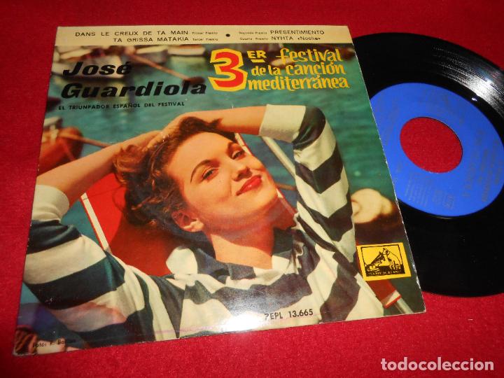 Discos de vinilo: JOSE GUARDIOLA DANS LEL CREUX DE TA MAIN/TA GRISSA MATAKIA/+2 7'' EP 1961 LA VOZ DE SU AMO