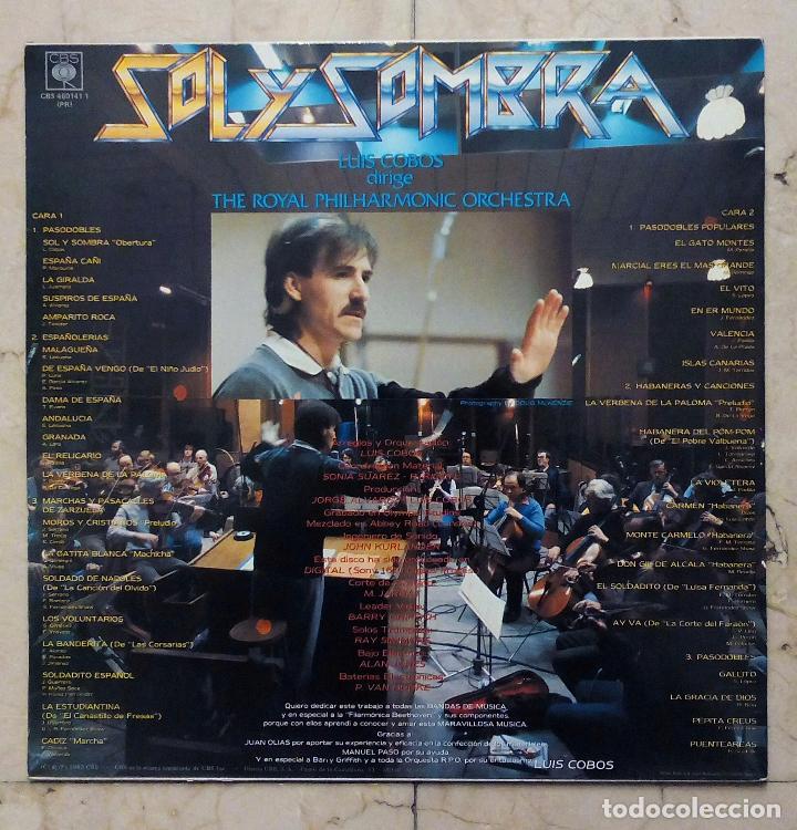 Discos de vinilo: LP LUIS COBOS -SOL Y SOMBRA - PASODOBLES - CBS 1987. - Foto 2