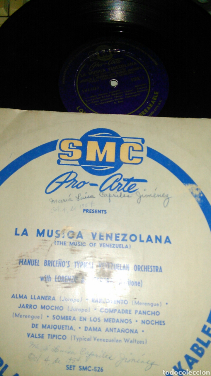 Vinyl records: La m&uacute;sica venezolana lp 10'' u.s.a. Lorenzo herrera y Manuel brice&ntilde;o