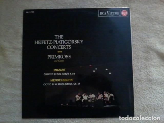 Discos de vinil: The Heifetz -Piatigorsky Concerts with Primrose  LP RCA VICTOR LM 2738 Granate-Plata  EX/EX