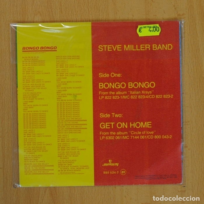Discos de vinilo: STEVE MILLER BAND - BONGO BONGO / GET ON HOME - SINGLE - Foto 2