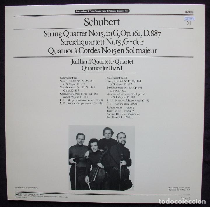 Discos de vinilo: CBS 76908 - Schubert - Juilliard String Quartet - NM - Foto 2