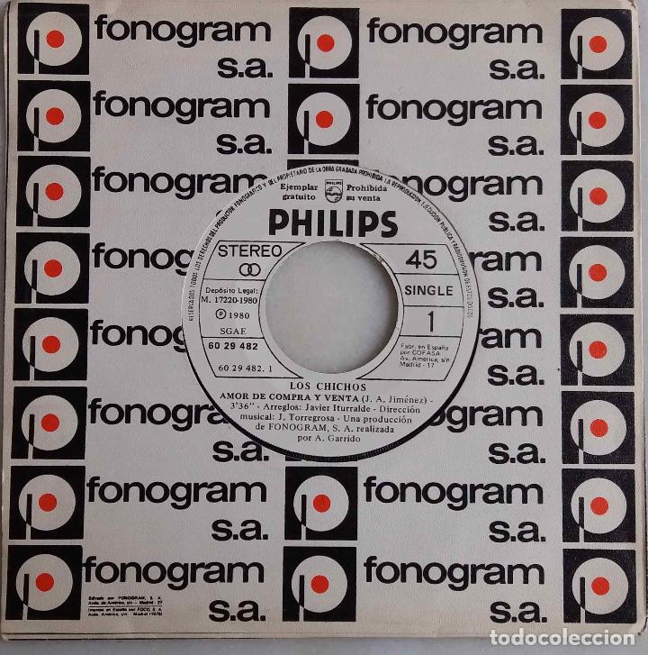 Discos de vinilo: LOS CHICHOS, AMOR DE COMPRA Y VENTA / PERD&Oacute;NAME. DISCO PROMOCIONAL - Foto 1