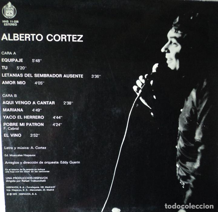 Discos de vinilo: Alberto Cortez - Equipaje - Edici&oacute;n de 1972 de Espa&ntilde;a - Foto 2