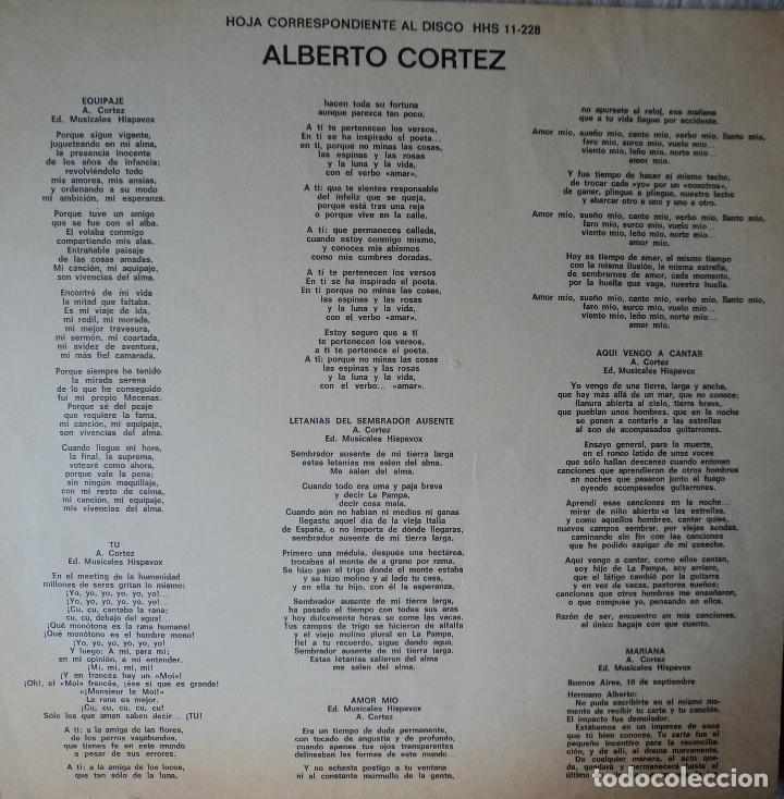Discos de vinilo: Alberto Cortez - Equipaje - Edici&oacute;n de 1972 de Espa&ntilde;a - Foto 4