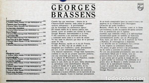 Discos de vinilo: GEORGES BRASSENS : Idem   (LP. Philips, Edition La Chanson, Vol. 1. 1980) - Foto 2
