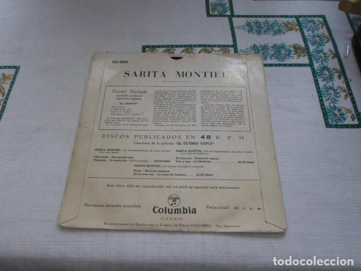 Discos de vinilo: SARITA MONTIEL EL ULTIMO CUPLE - Foto 2