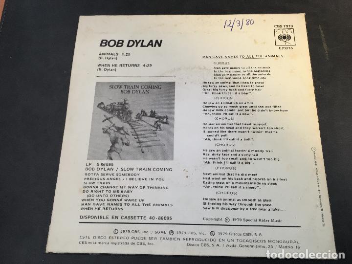 Discos de vinilo: BOB DYLAN (ANIMALS) SINGLE ESPA&Ntilde;A 1979 (EPI6) - Foto 3