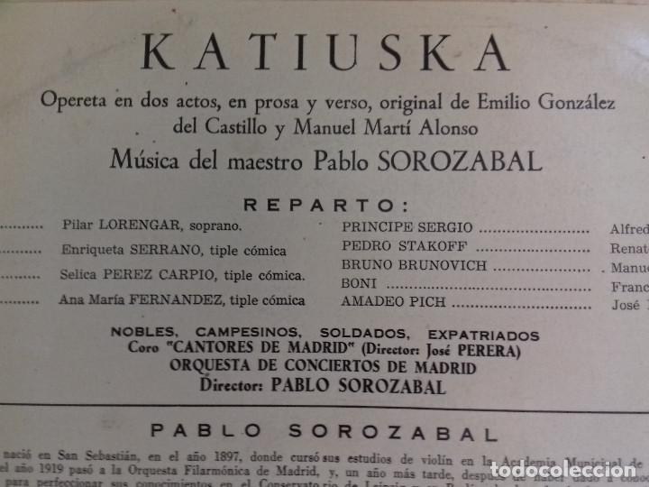 Discos de vinilo: KATIUSKA-SOROZABAL-HISPAVOX-DIRECTOR PABLO SOROZABAL - Foto 3
