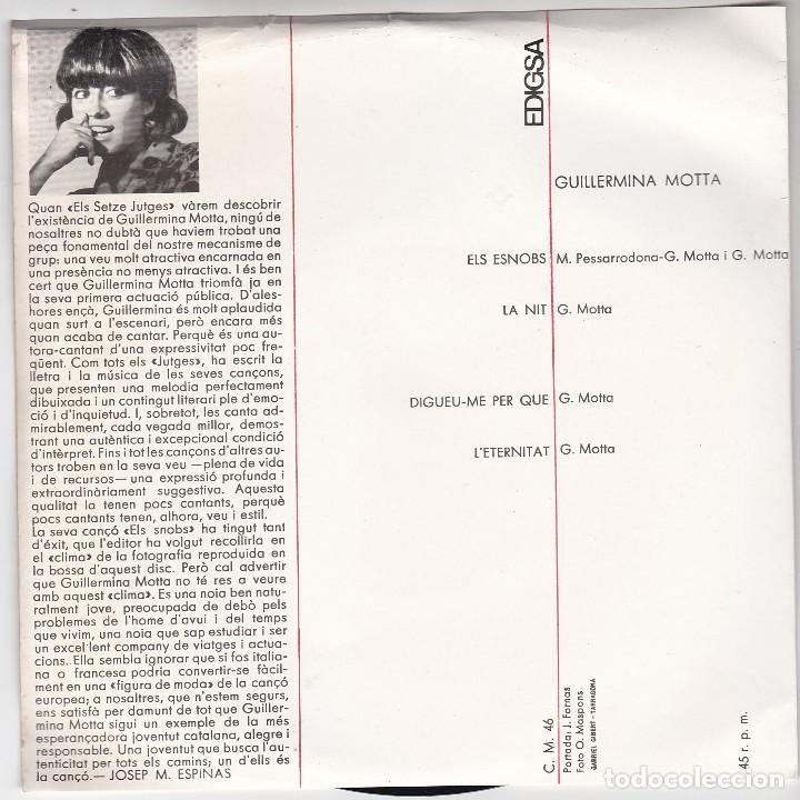 Discos de vinilo: SINGLE guillermina motta. ELS SNOBS. 1964. SPAIN. (DISC PROVAT I NORMAL, CARPETA BÉ) - Foto 2 - 79657693