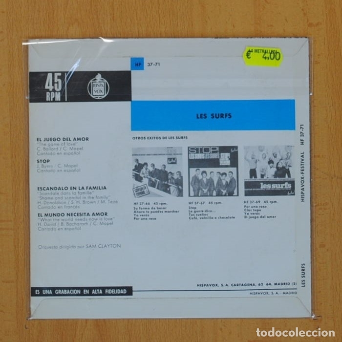 Discos de vinilo: LES SURFS - EL JUEGO DEL AMOR + 3 - EP - Foto 2