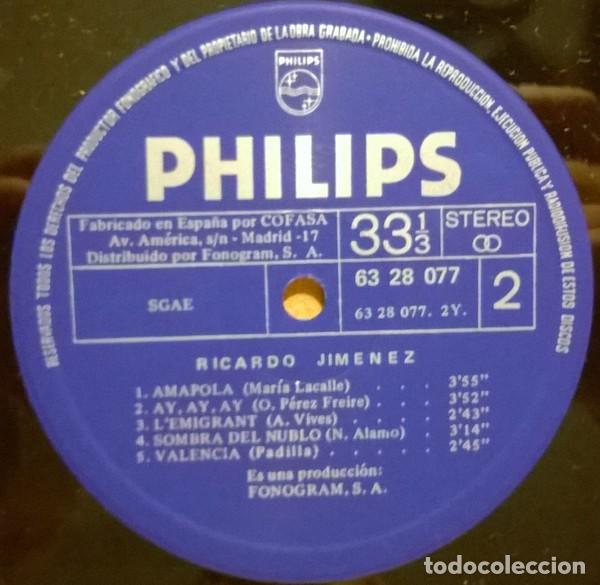 Discos de vinilo: Ricardo Jimenez, Ricardo Jimenez , Philips-63 28 077 - Foto 4