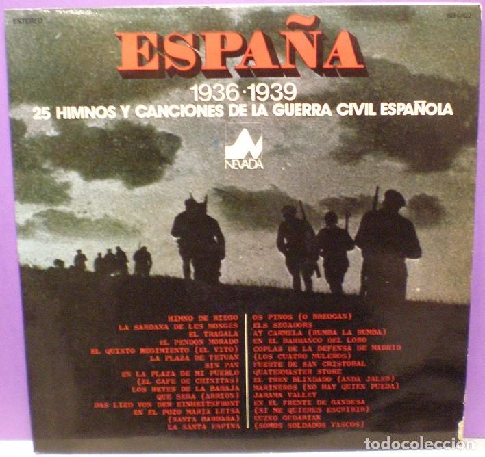 Discos de vinilo: Espa&ntilde;a 1936-1939 / 25 Himnos y Canciones de la Guerra Civil Espa&ntilde;ola - 2xLP de 1976