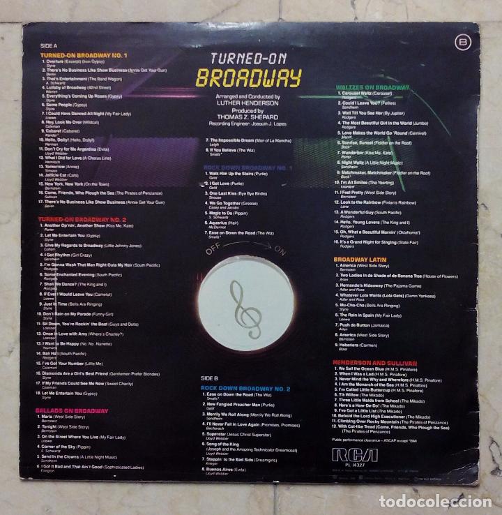 Discos de vinilo: LP TURNED-ON - BROADWAY - RCA 1982. - Foto 2