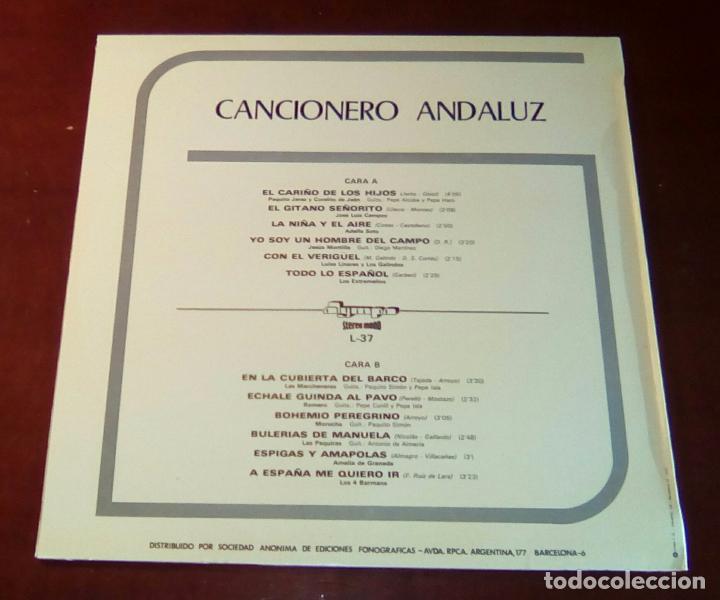Discos de vinilo: CANCIONERO ANDALUZ - LP - 1972 - COMO NUEVO - Foto 2