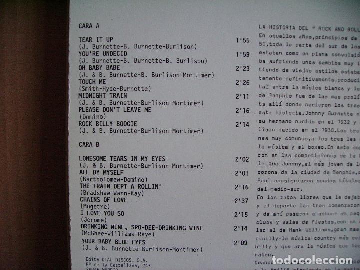 Discos de vinilo: JOHNNY BURNETTE ---- THE ROCK&acute;N&acute;ROLL TRIO - Foto 2