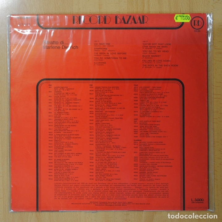 Discos de vinilo: MARLENE DIETRICH - RITRATTO DI MARLENE DIETRICH - LP - Foto 2