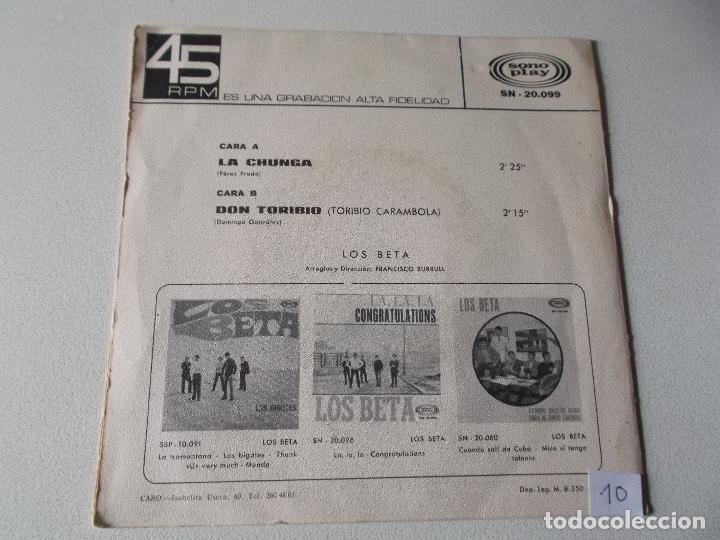 Discos de vinilo: LOS BETA LA CHUNGA DON TORIBIO - SONO PLAY 1968 - Foto 2