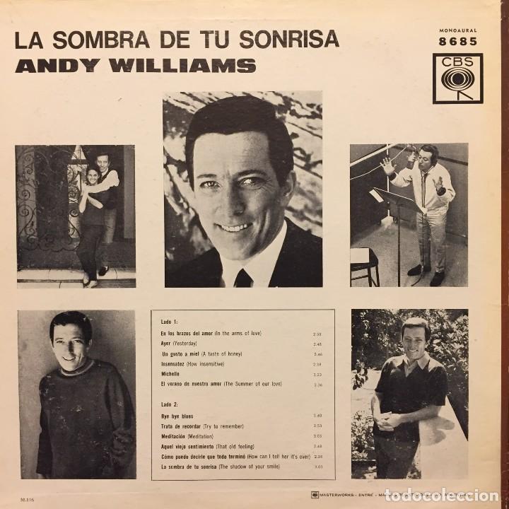 Discos de vinilo: LP argentino de Andy Williams a&ntilde;o 1966 - Foto 2
