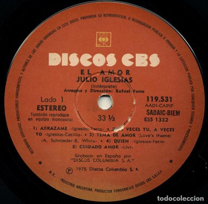 Discos de vinilo: LP argentino de Julio Iglesias año 1975 portada carpeta - Foto 4 - 81722252