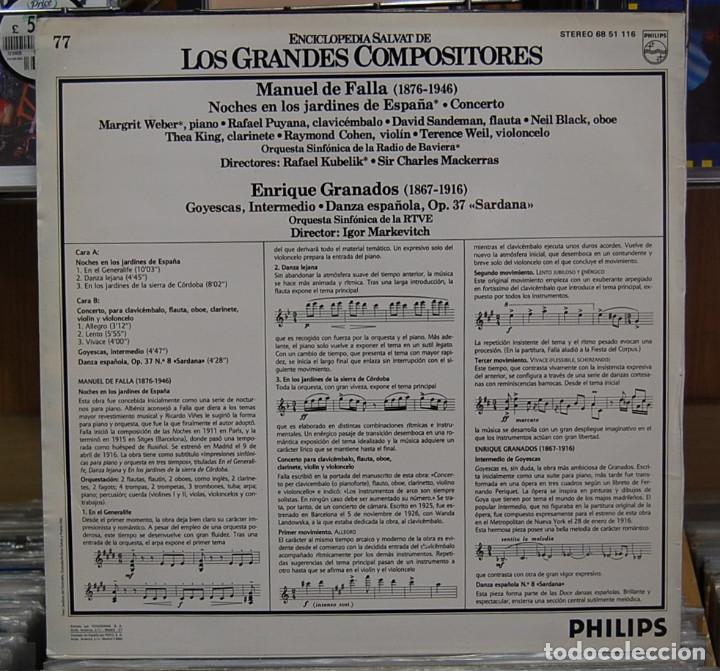 Discos de vinilo: Manuel de Falla / Enrique Granados. Philips 1982. LP - Foto 2