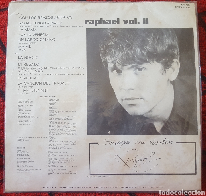 Discos de vinilo: RAPHAEL Vol. II LP VINILO VENEZUELA - Foto 2