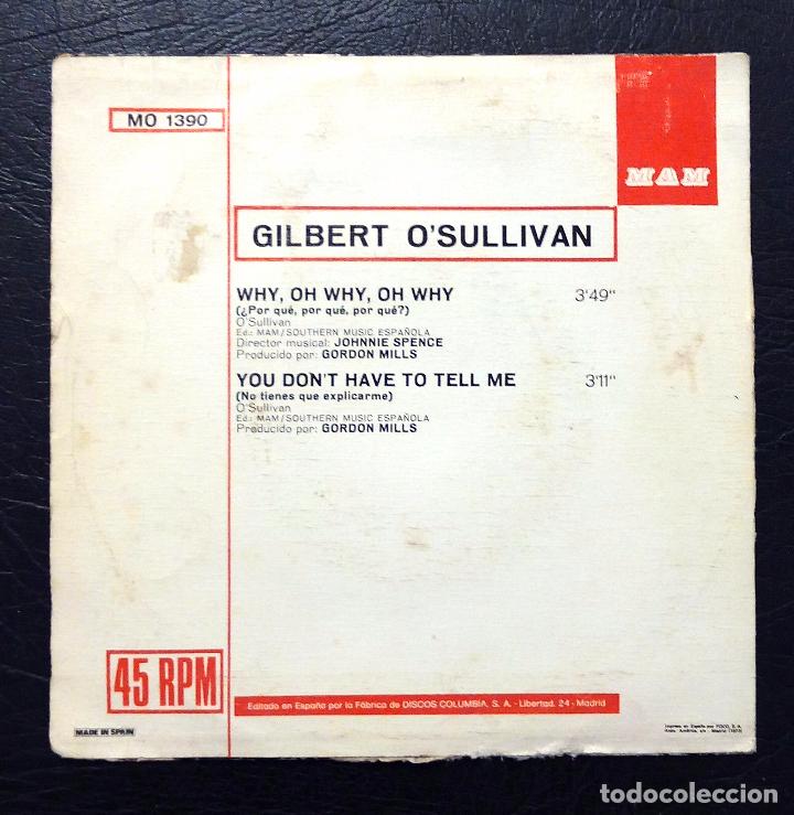 Discos de vinilo: SINGLE GILBERT OSULLIVAN - WHY, OH WHY, OH WHY? - DISCOS COLUMBIA 1973. - Foto 2