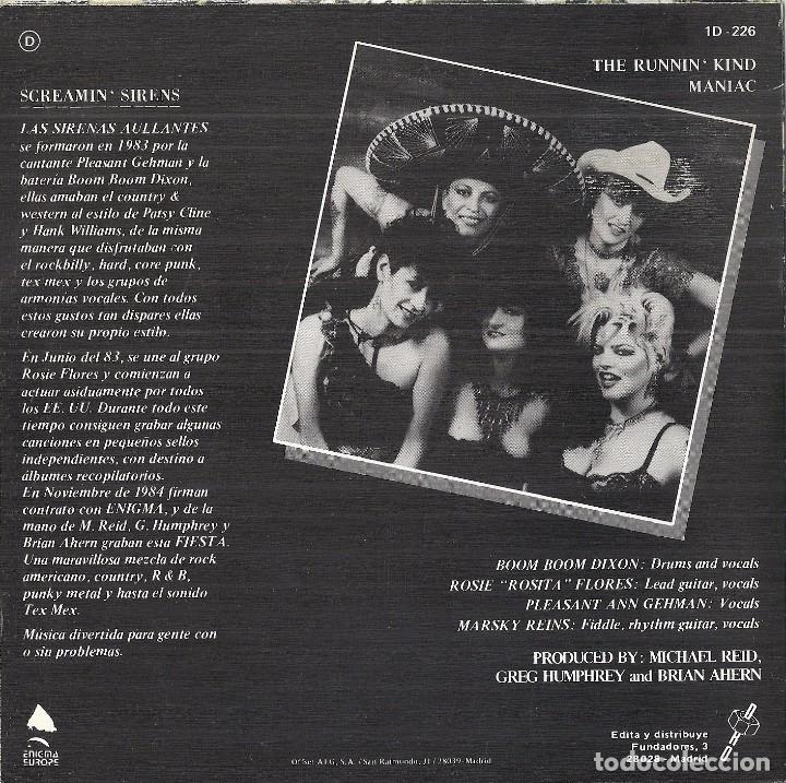 Discos de vinilo: SCREAMIN&acute; SIRENS: THE RUNNIN&acute; KIND / MANIAC - Foto 2